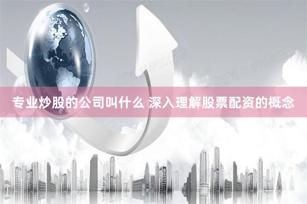 专业炒股的公司叫什么 深入理解股票配资的概念